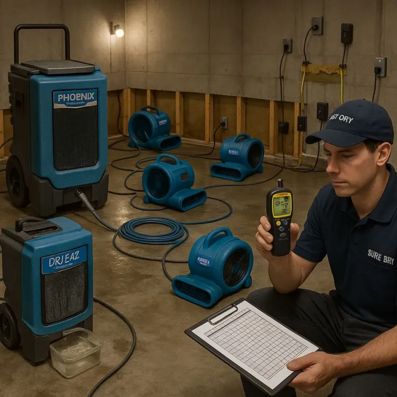 Structural Drying and Dehumidification process in Howard, WI